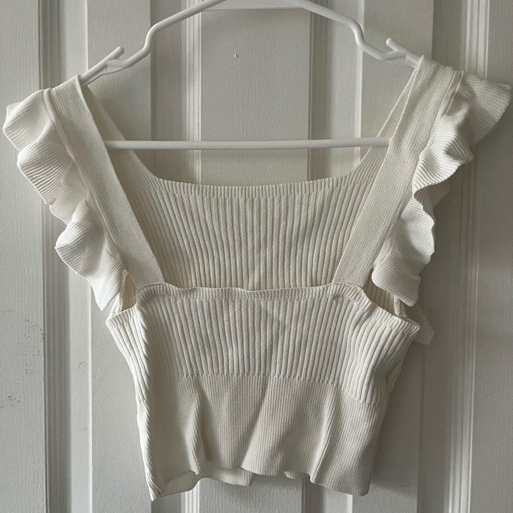 Elegant White Ruffle Crop Top - Picture 2 of 2